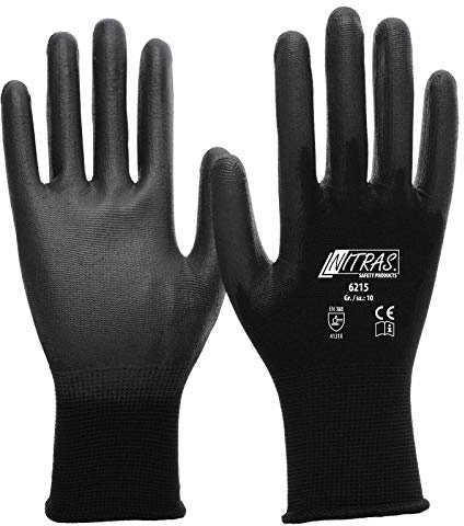 Nitras 60 Paar 6215 Nylon Strickhandschuh Schutzhandschuhe Gartenhandschuhe, Größe:6