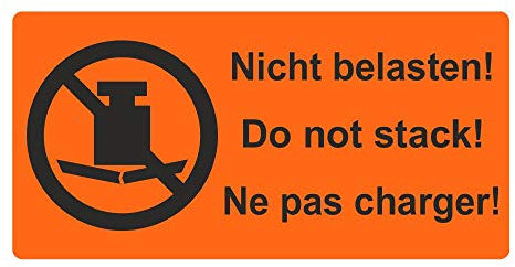 Warnetiketten/Versandaufkleber Nicht belasten! Do not stack! Ne pas charger! auf Rolle - 30 x 62 mm - 1.000 Stück