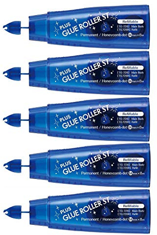PLUS JAPAN 5 x Nachfüllrollen ST 8,4 mm x 8 permanent