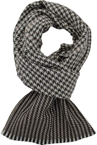 Wollschal Damenschal Winterschal Herrenschal Hahnentrit & Two Tone braun weiß 200 x 35 cm Made in Germany