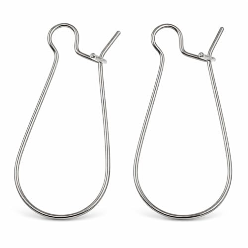 Perlin Edelstahl Ohrhaken 30 Stück 25 mm Ohrhänger Haken Silber Ohrfedern Set Ohrring Haken Schmuckzubehör für Schmuckherstellung DIY Basteln