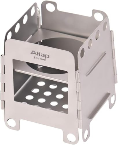 ATiAP Poêle à bois en titane, pliable, réchaud à bois portable, poêle à alcool pour camping, pique-nique, barbecue