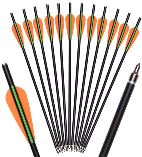 ELONG OUTDOOR 12X 14 16 Inch Crossbow Bolts Arrows Fiberglass Hunting Archery Target Arrow with Flat Nocks Removable 100 Grain Arrowheads