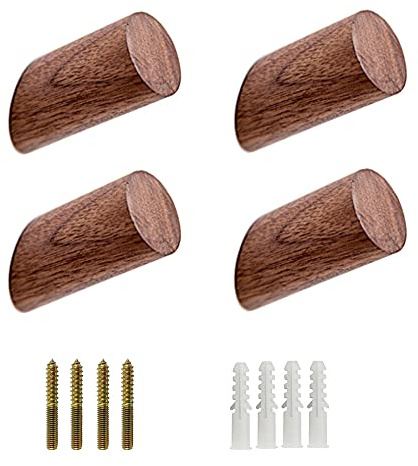 Trsnzul Wandhaken Holz 4 Stück Holz Kleiderhaken Garderobenhaken Natürlich Massives Walnussholz Haken Schlüsselhaken Holzmantelhaken Jahrgang Wand Dekoration für Wohnzimmer Schlafzimmer