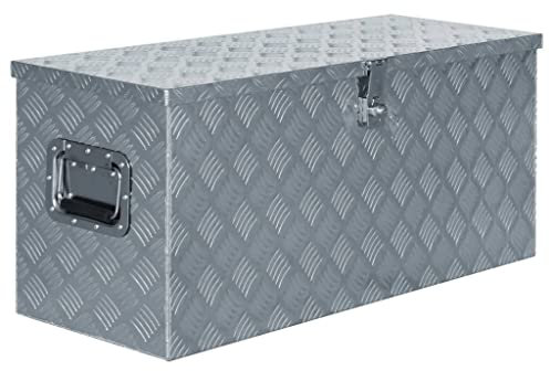 Alu Werkzeugkasten abschließbar Werkzeugkoffer Werkzeugkiste Werkzeugbox Alukiste Kiste Alubox Transportbox Transportkiste Truckbox Box, inkl. Schlüssel, 90,5x35x40 cm Silbern