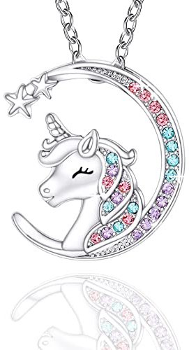 MAKOBLESSMOMO Einhorn Halbmond Halskette für Mädchen, You are Magical Einhorn Schmuck Geschenke für Mädchen Mütter Tochter Enkelin Nichte