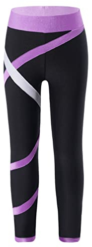iiniim Leggings para Niña Pantalón Rayas Patinaje Artístico Pantalones Danza Mallas Largos Pantalones de Ballet Danza Gimnasia Ropa Deportiva Leggins A Morado 5-6 años