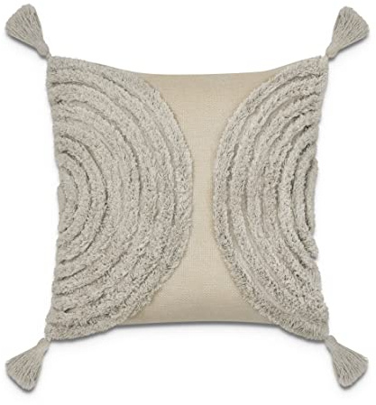 Paco Home Kissen Bezug Kissenbezüge Mit Quastenfransen Boho Kissenbezug Kissenhülle Boho Sofa Couchkissen Zierkissen, Farbe:Beige, Sets:Single