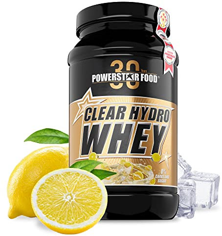 Powerstar CLEAR HYDRO WHEY 630 g | 90,5% Protein i.Tr. | Fruchtig-leichtes CFM Whey Protein Isolat | Deutsche Herstellung | Iso Eiweiß-Pulver ideal als Shake mit Wasser | Reich an EAA | Iced Lemon