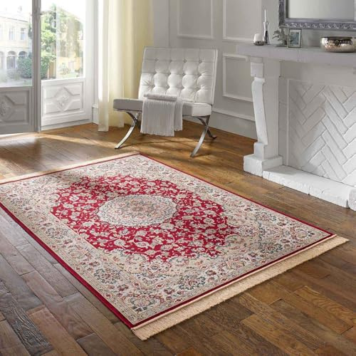 Taracarpet Teppich Palazzo Royal Täbriz rot 135x195 cm Kurzflor Orientteppich für Wohnzimmer Esszimmer und Schlafzimmer