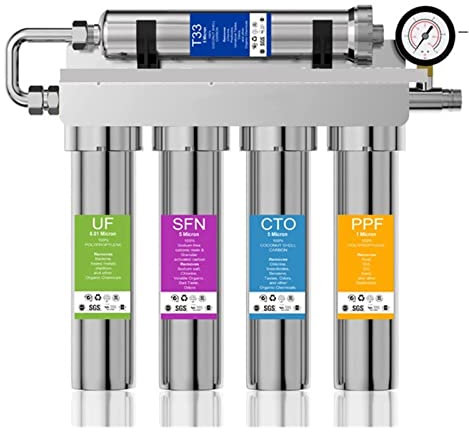 Filtre à eau sous l'évier, Système de filtre à eau potable purificateur ultime à ultrafiltration d'évier en 5 étapes de luxe haute capacité utilisé dans votre cuisine, salle de bain(749)