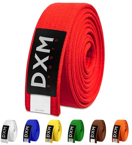 DXM SPORTS BJJ Jiu Jitsu Belt - Taekwondo Karate Belt - Martial Arts Uniform Ranking Judo Belt Double Stitched for Kids Adult (Red, 300cm)
