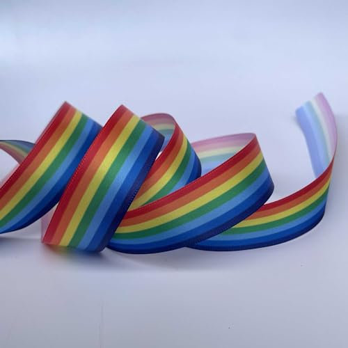 Satinband in Regenbogenfarben, mehrfarbig, glatt, seidige Schleifen, Wimpelkette, Kleidung, Geschenkverpackung, 25 mm breit, 5 m