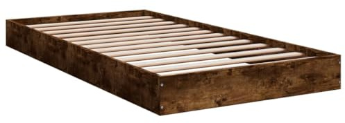 vidaXL Sängram rökfärgad ek 100x200 cm konstruerad trä, sovrumsmöbler, sängbotten, pallsäng, säng, enkelsäng, panelsäng, plattformssäng