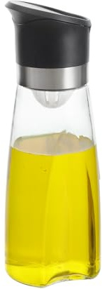 DRW Huilier en Verre de 320 ML avec Distributeur en PP Noir 5,5 x 7 x 21 cm
