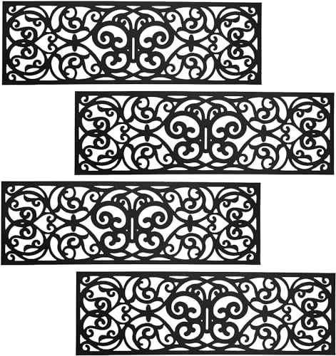 Taylor & Brown Set of 8 Wrought Iron Effect Heavy Duty Rubber Stair Treads Non Slip Anti Trip Step Outdoor or Indoor Door Mat for Patio Entryway Garden Grass Stairway