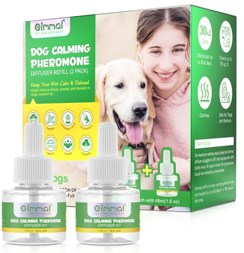 Calming Diffuser for Dogs & Cats, Pheromones Diffuser Anxiety Relief Diffuser with 30 Day Refill - Comfort, Calming and Relax Anxious Dog and Other Problematic Behaviors| 48 ml (2 Refills (Dog))