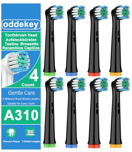 OddeKey Recambios Cepillos Compatible con Braun Oral B Vitality Pro, Pro 3, Cabezales para Cepillo Electrico Oral B, Repuestos Cuidados Suaves, Pack de 8 Cabezales, Nnegro