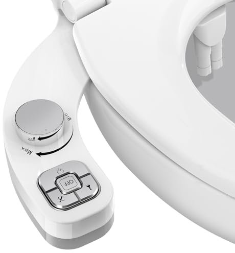 Vantency Bidet Toilette WC non électrique - Toilette Japonaise -Deux Buses ables Autonettoyantes - Conception à Boutons - Facile à utiliser (argenté)
