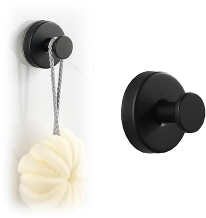 Xikangshun Crochets à ventouse pour salle de bain, en acier inoxydable 304, étanche, sans trou nécessaire, pour couronnes sur verre (noir, 1)