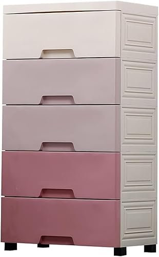 SHANYAYALI Aufbewahrungskörbe aus Kunststoff, Schubladentyp, Spind, Zuhause, Kleiderschrank, geeignet für Wohnzimmer, Schlafzimmer, Kinderzimmer (Farbverlauf, Rosa, 4 Ebenen)