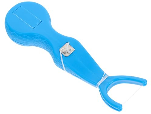 Soporte para Hilo Dental Azul, Diseño Ergonómico y Portátil | Abs y Nylon, Uso en Casa y Viaje, Accesorio No Desechable para Higiene Bucal