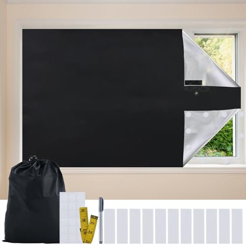 Verdunklungsstoff Sets，300x145cm verdunkelungsrollo ohne Bohren,Tragbare dachfenster verdunkelung Stoff,Fenster verdunkelung Sonnenschutzvorhänge mit Wärmedämmschicht