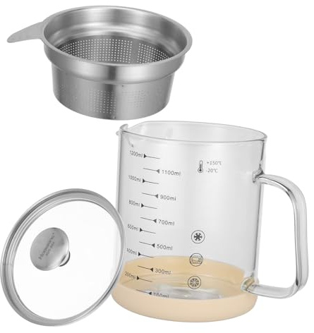EXHUMKY Fettabscheider Und Sojamilchfilter Aus Bpa Freiem Kunststoff Mit Silikonboden Multifunktionaler Küchenfilter Für Fetttrennung Saft Und Joghurtsieb Leicht Zu Reinigen Stabil