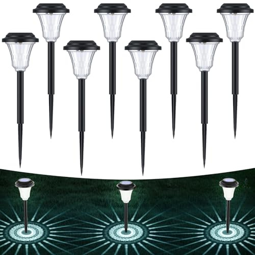 LuJasi Solarlampen für Außen Garten, Solarleuchten Garten IP65 Wasserdicht mit schönen Projektionen für außen, Terrasse, Rasen, Garten, Hof, Wege (8, Weiß)