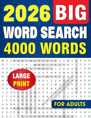 BIG Word Search for Adults: 4000 New Words, Large Print, Anti-Eye Strain for Seniors – Relaxing Puzzles to Brain Exercises