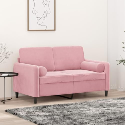 LAPOOH 2-Sitzer-Sofa mit Zierkissen Rosa 120 cm Samt, Loungesofa, Sofas & Couches, Relaxsofa, Couch für Wohnzimmer - 3200874