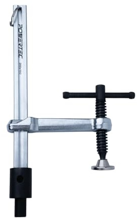 POWERTEC Welding Clamp with T-Handle – 8 Max Opening, 4 Throat Depth – Fits 5/8 (16mm) Welding Table Holes, Heavy-Duty Workbench Screw Clamp for Welding & Fabrication (72244)