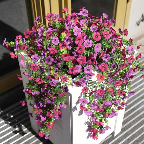 BEJAGWUS Künstliche Blumen Balkonpflanzen für Draußen,Kunstblumen Haustür | 2 PCS Kunstblumen Hängend wie Echt outdoor,Wetterfest,Kein Verblassen,Künstliche Hängepflanzen,Hängepflanze Künstlich