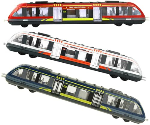GARIOUANS Set di Trenini Elettrici in Lega per Bambini da 1 a 3 Anni, Giocattolo Educativo Adatto a Scuola Materna e Viaggi, Treno Giocattolo Realistico Design Cartoon in Confezione da 3