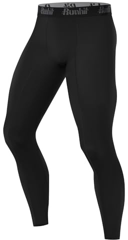 Runhit Men's Compression Leggings, 1/3 Pack Running Tights Thermal Base Layer Pants Athletic Trousers for Gym Cycling Football Workout