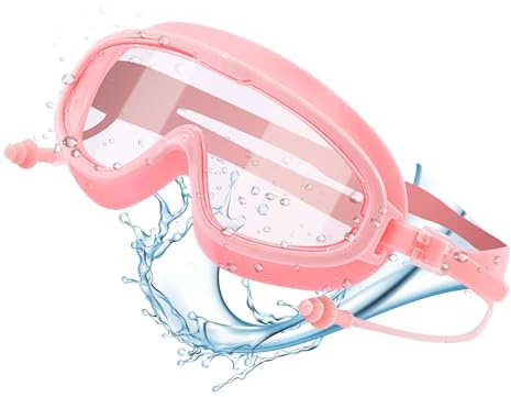 Occhiali da nuoto per bambini, per il nuoto, per bambini, impermeabili, in silicone, protezione UV, con tappi per le orecchie per i viaggi