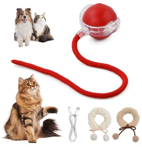 Joyan Palla Interattiva per Gatti con Suono di Uccelli, Set di Gioco con 2 Coperture Peluche e 3 Modalità, per Intrattenimento Felino