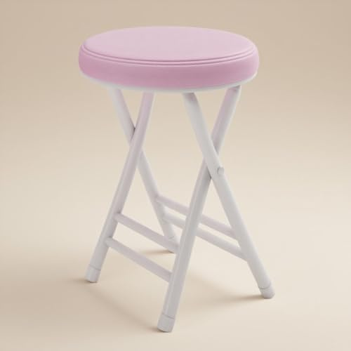 Sgabello pieghevole portatile, 50 cm, rotondo, imbottito, carico massimo 150 kg, ideale per cucina, sala da pranzo, bancone (rosa), soluzione salvaspazio