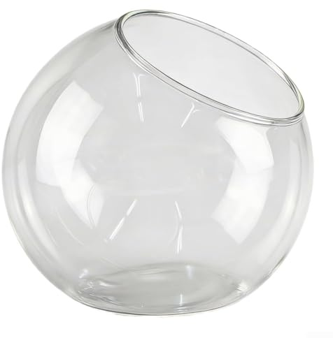 Transparenter runder Glas-Terrarienbehälter für Sukkulenten, Luftpflanzen und dekorative Füllstoffe im Wohnzimmer, Büro oder Einzelhandel (16 cm)