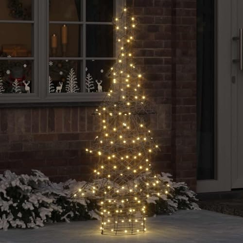 sephironlbb Weihnachtsbaum Rattan 150 cm mit 160 LEDs warmweiß, USB-betriebenes LED-Ornament für Innen und Außen, moderner Christbaumschmuck mit Stern, festliche Adventsdeko für Wohnzimmer und Fenster