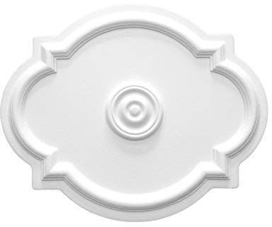 MARBET DESIGN Stuckrosette R-10, 515x420mm - Deckenrosette weiß, aus EPS Styropor, Zierelement, Stuck, Wanddeko Wohnzimmer Lampe Polystyrol Oval