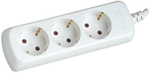 Silver Electronics - Regleta Enchufe con 3 Tomas sin Interruptor, Blanco, 3 Enchufes, Cable de 1,5 Metros, Protección Infantil, Toma de Tierra