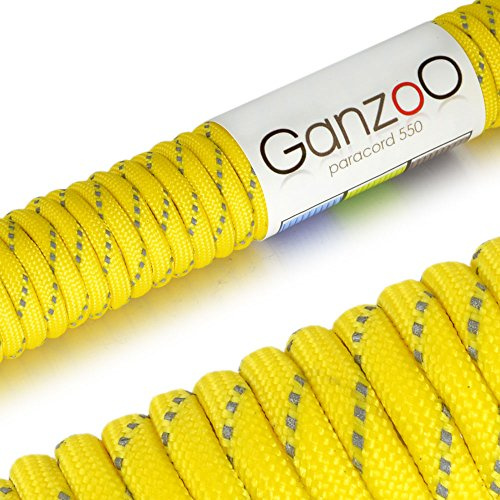 Ganzoo Paracord 550 Seil reflektierend, Nylon -Polyester, 4mm, Typ 3, 30 Meter, 7 Kernstränge, Outdoor -Schnur, Hundehalsband, Hundeleine, Armband knüpfen, Allzweckseil, Camping, Survival
