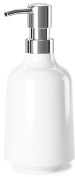 Umbra Step 13 oz (384 ml) Liquid Soap Pump Dispenser, Also Works with Hand Sanitizer, Easy to Refill, White