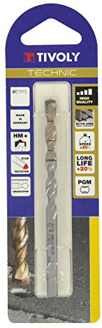 tivoly 10960521400-Spiralbohrer Beton Technic mit Maßeinteilung, grau