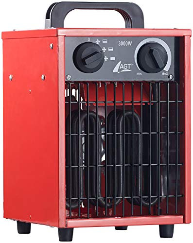 AGT Heizlüfter Baustelle: Profi-Industrie-Elektro-Heizlüfter mit 3.000 Watt und 3 Heizstufen (Heizstrahler Baustelle, Werkstatt 230V, Bau elektrisch)