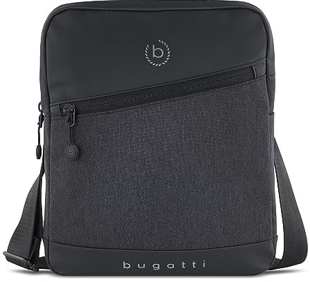 bugatti Universum Umhängetasche für Herren mit Tablet-Fach, kleine Schultertasche, schwarz