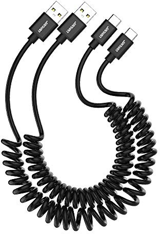 JianHan USB Typ C Kabel Spiralkabel 2 Pack USB 2.0 5ft Type C Ladekabel Fast Charge für Samsung Galaxy S10/ S9/ S8 Plus Note 9 8, Huawei P20 Mate20,LG G6 G5 V20 V30,Google Pixel 2,2XL