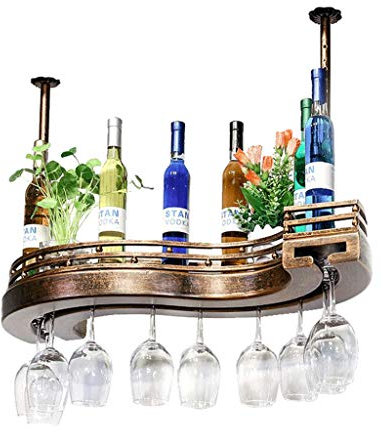 Porta Bottiglie da Vino Supporto a Muro per Rack da Vino a soffitto | Metallo portabicchieri sospeso in Metallo | Portabottiglie da Vino Vintage | Dispositivo di Raffreddamento del Vino del Supporto