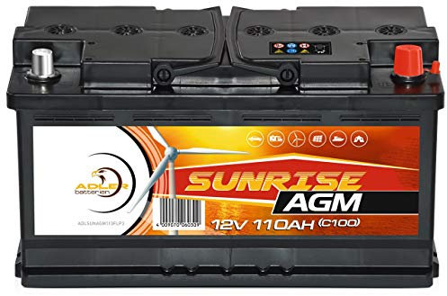 Solarbatterie AGM 12V 110Ah SUNRISE Versorgungsbatterie Wohnmobil Batterie 100Ah